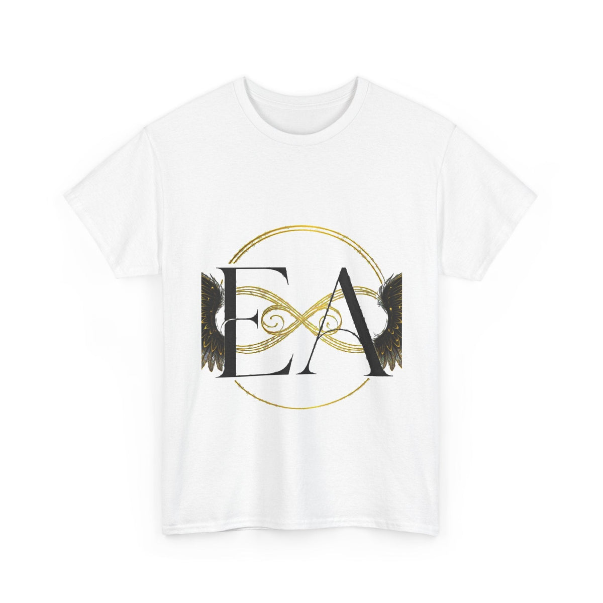 EverAfterWear Angel Wings Infinity Women's tee - product mockup with gold streetwear design