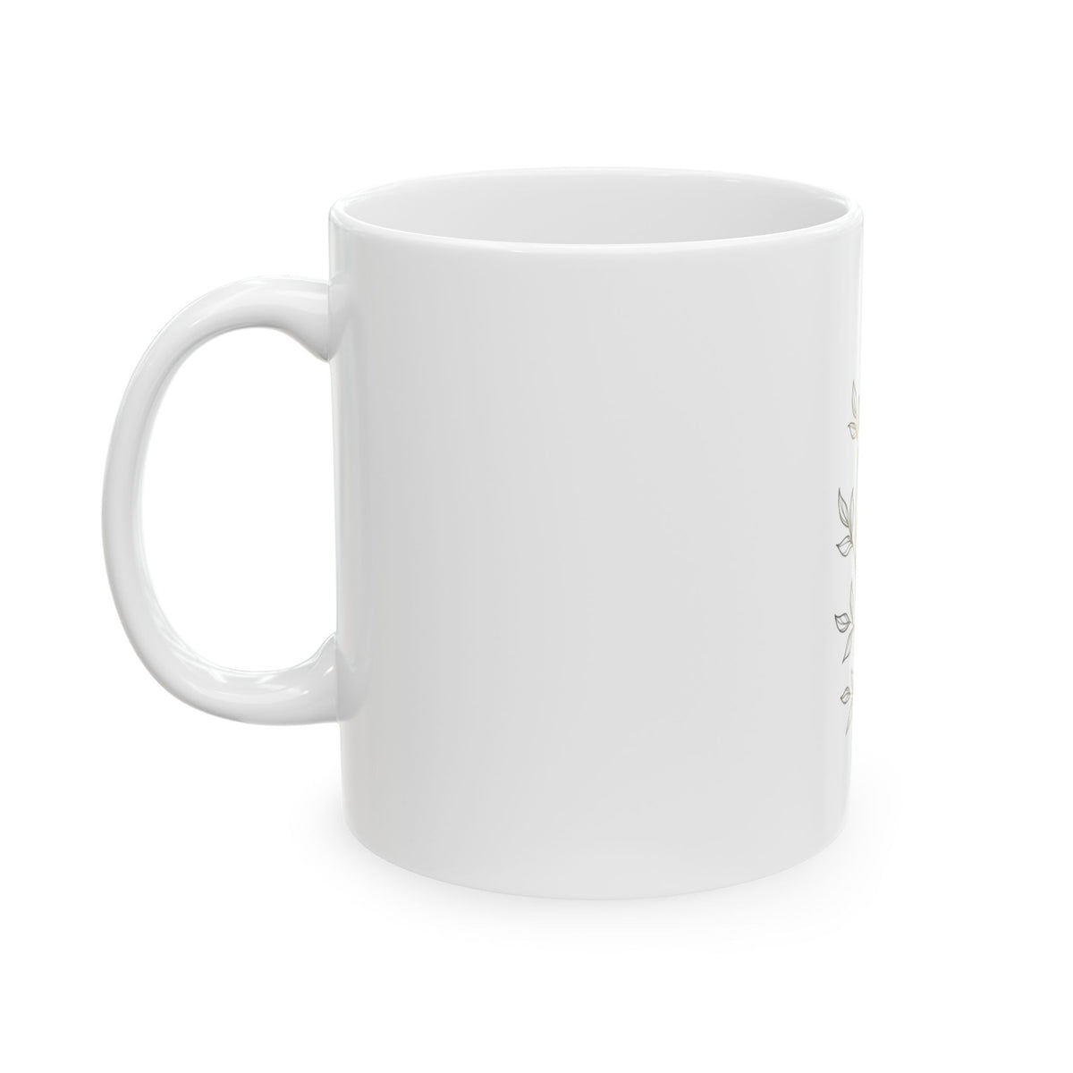 EverAfterWear Laurel Women's mug - ceramic coffee mug mockup with gold streetwear design - alternate view