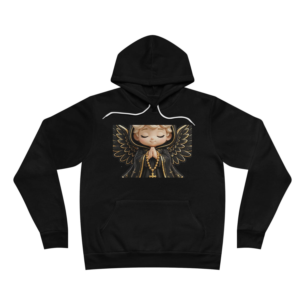 EverAfterWear Blessed Angel hoodie - product mockup with gold streetwear design - alternate view