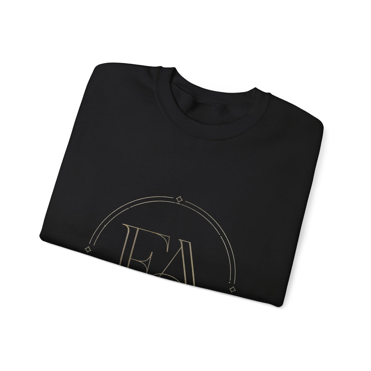 EverAfterWear EA Serif Women's sweatshirt - product mockup with gold streetwear design - alternate view