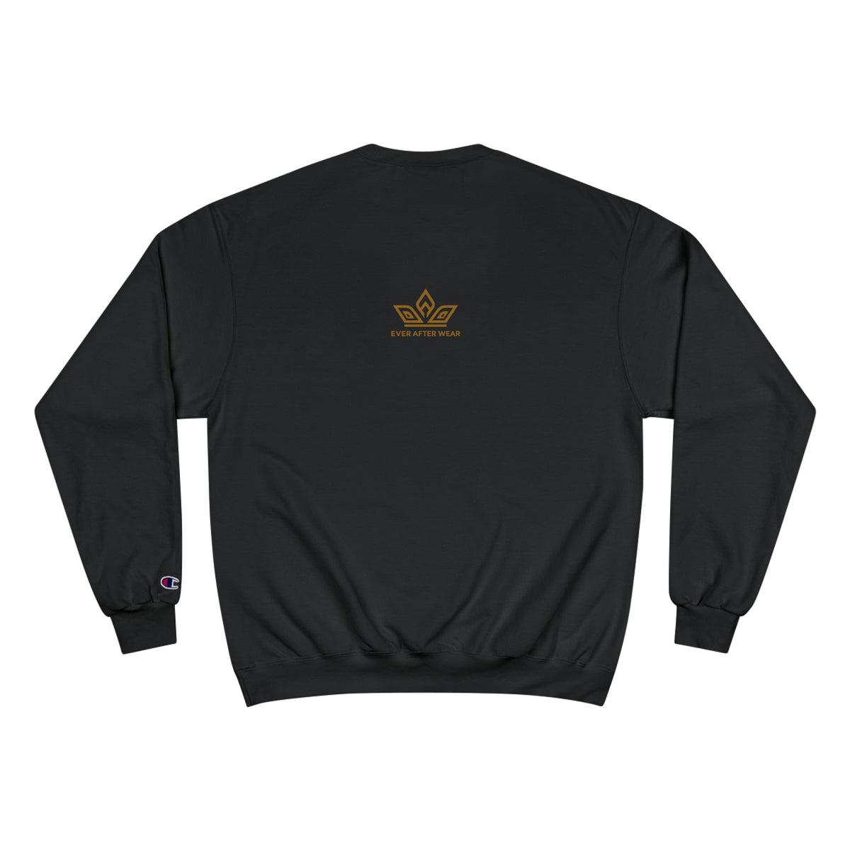 EverAfterWear Gold Crown Champion sweatshirt - product mockup with gold streetwear design - alternate view