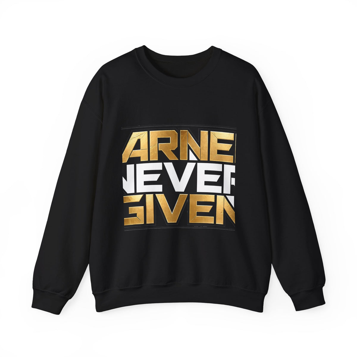EverAfterWear Earned Never Given sweatshirt - product mockup with gold streetwear design - alternate view