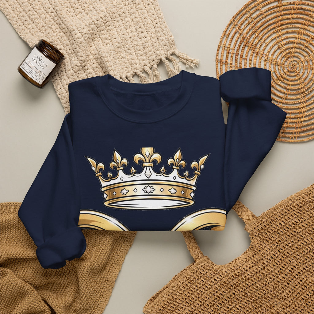 EverAfterWear HERO Crown Logo Refined Women's sweatshirt - product mockup with gold streetwear design - alternate view