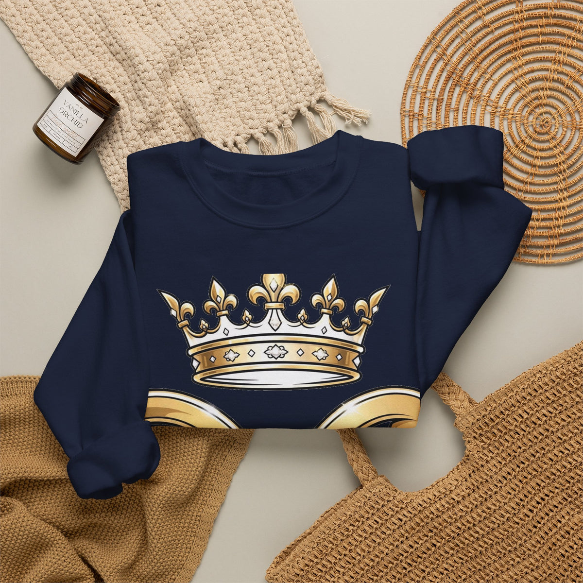 EverAfterWear HERO Crown Logo Refined Women's sweatshirt - product mockup with gold streetwear design - alternate view