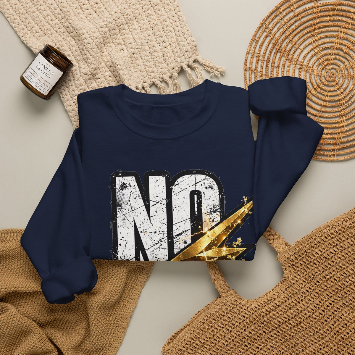 EverAfterWear No Shortcuts sweatshirt - product mockup with gold streetwear design - alternate view