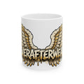 EverAfterWear Angel Wings Graffiti mug - ceramic coffee mug mockup with gold streetwear design