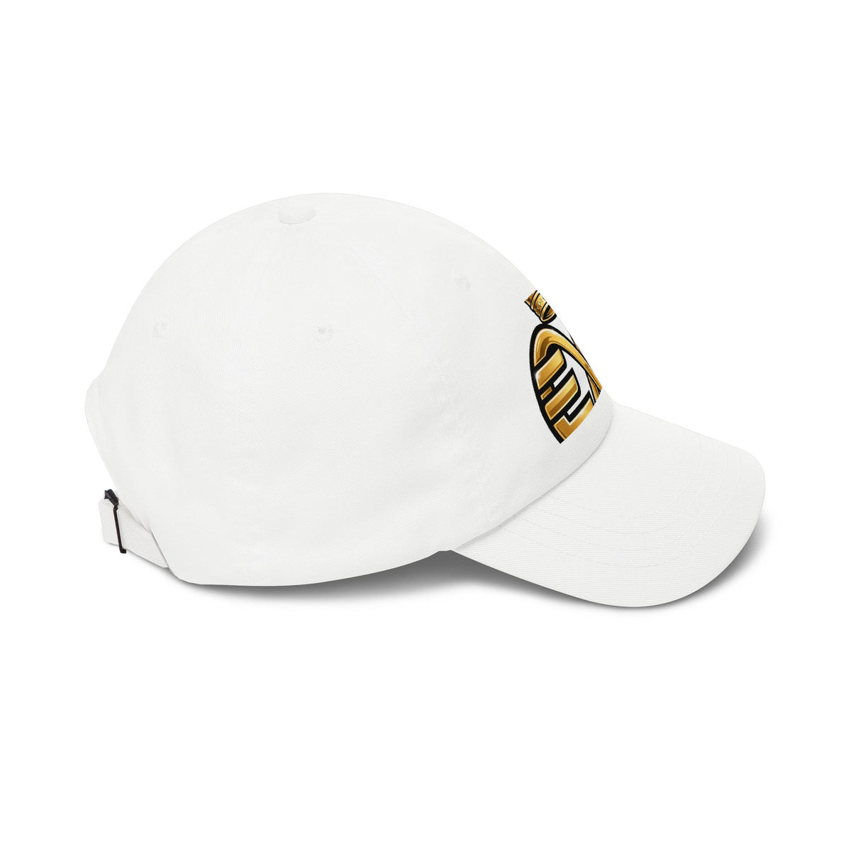 EverAfterWear HERO Crown EA Logo dad cap - headwear mockup with gold streetwear design - alternate view