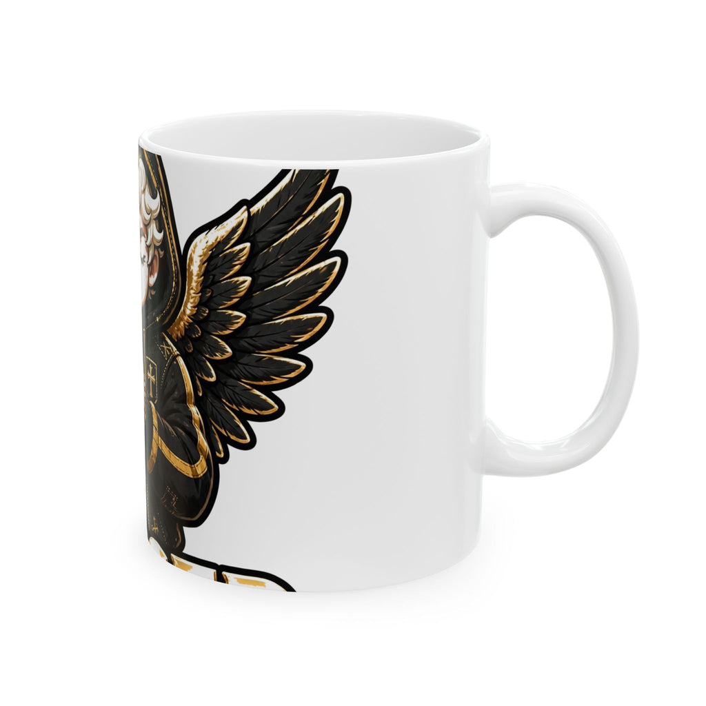 EverAfterWear Blessed Angel Men's mug - ceramic coffee mug mockup with gold streetwear design - alternate view