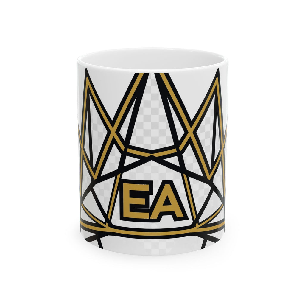 EverAfterWear EA Crown Monogram Men's mug - ceramic coffee mug mockup with gold streetwear design