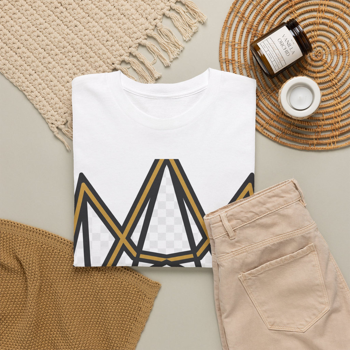 EverAfterWear EA Crown Monogram Men's tee - product mockup with gold streetwear design - alternate view
