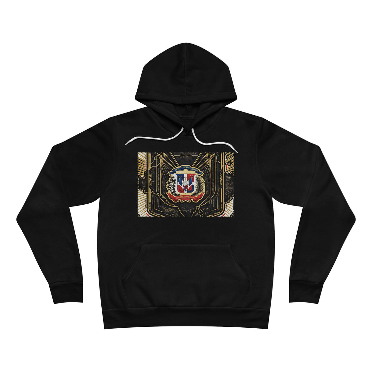 EverAfterWear Quisqueya Map Gold Men's hoodie - product mockup with gold streetwear design - alternate view