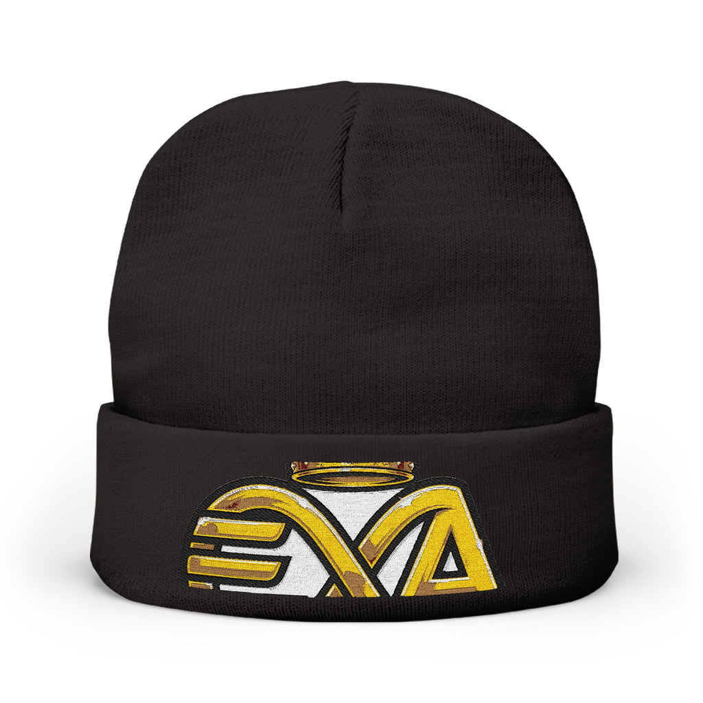EverAfterWear HERO Crown EA Logo beanie - headwear mockup with gold streetwear design