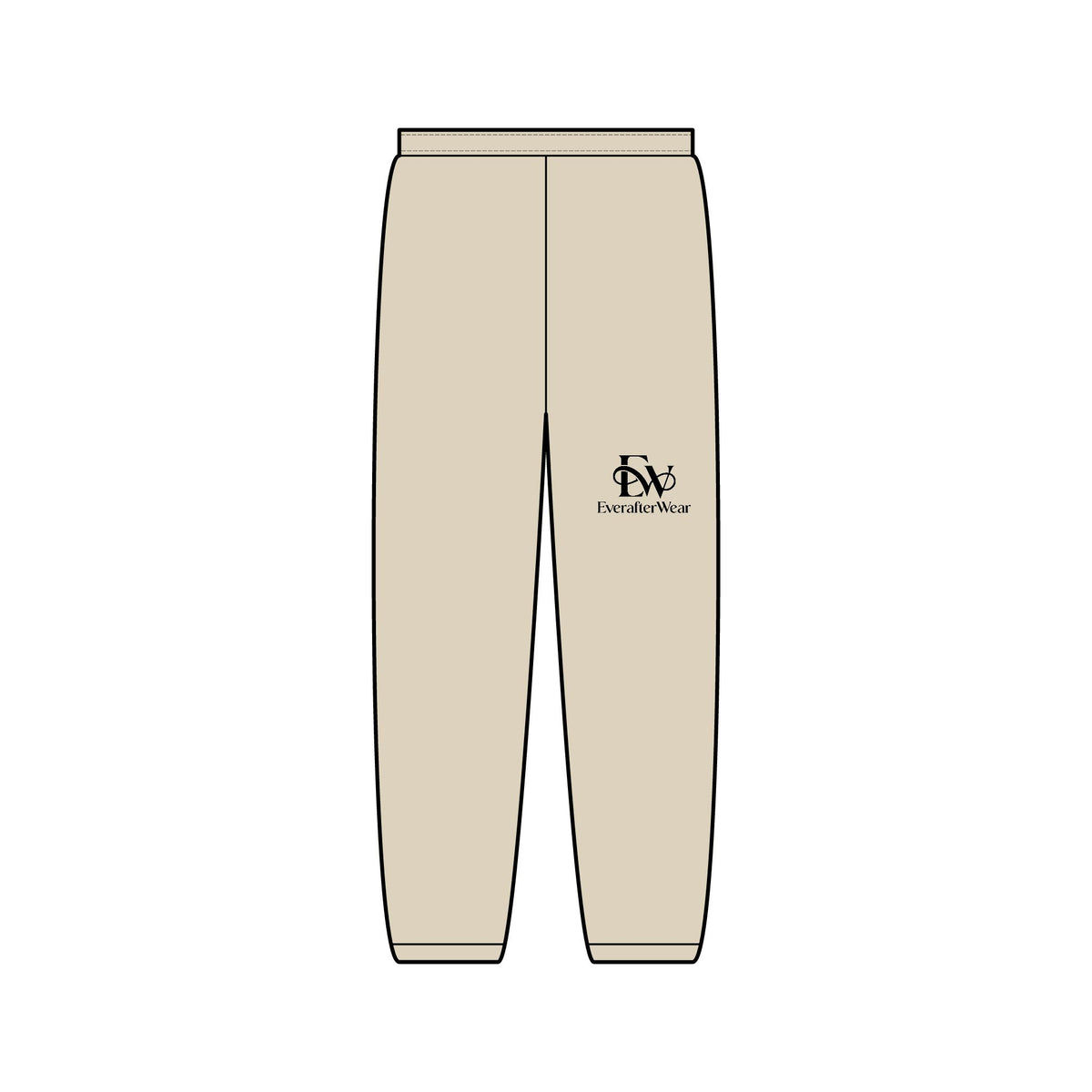 EverAfterWear Signature EW sweatpants - product mockup with gold streetwear design - alternate view
