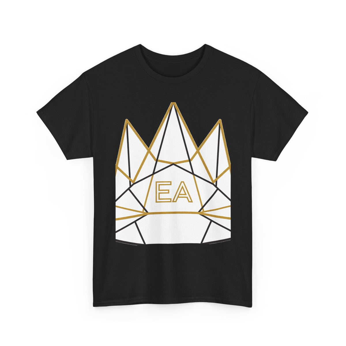 EverAfterWear EA Crown Monogram tee - product mockup with gold streetwear design - alternate view