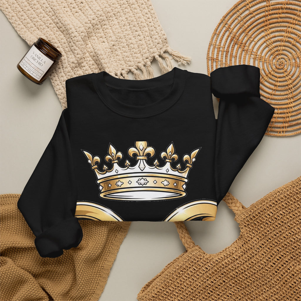 EverAfterWear HERO Crown Logo Refined Women's sweatshirt - product mockup with gold streetwear design - alternate view