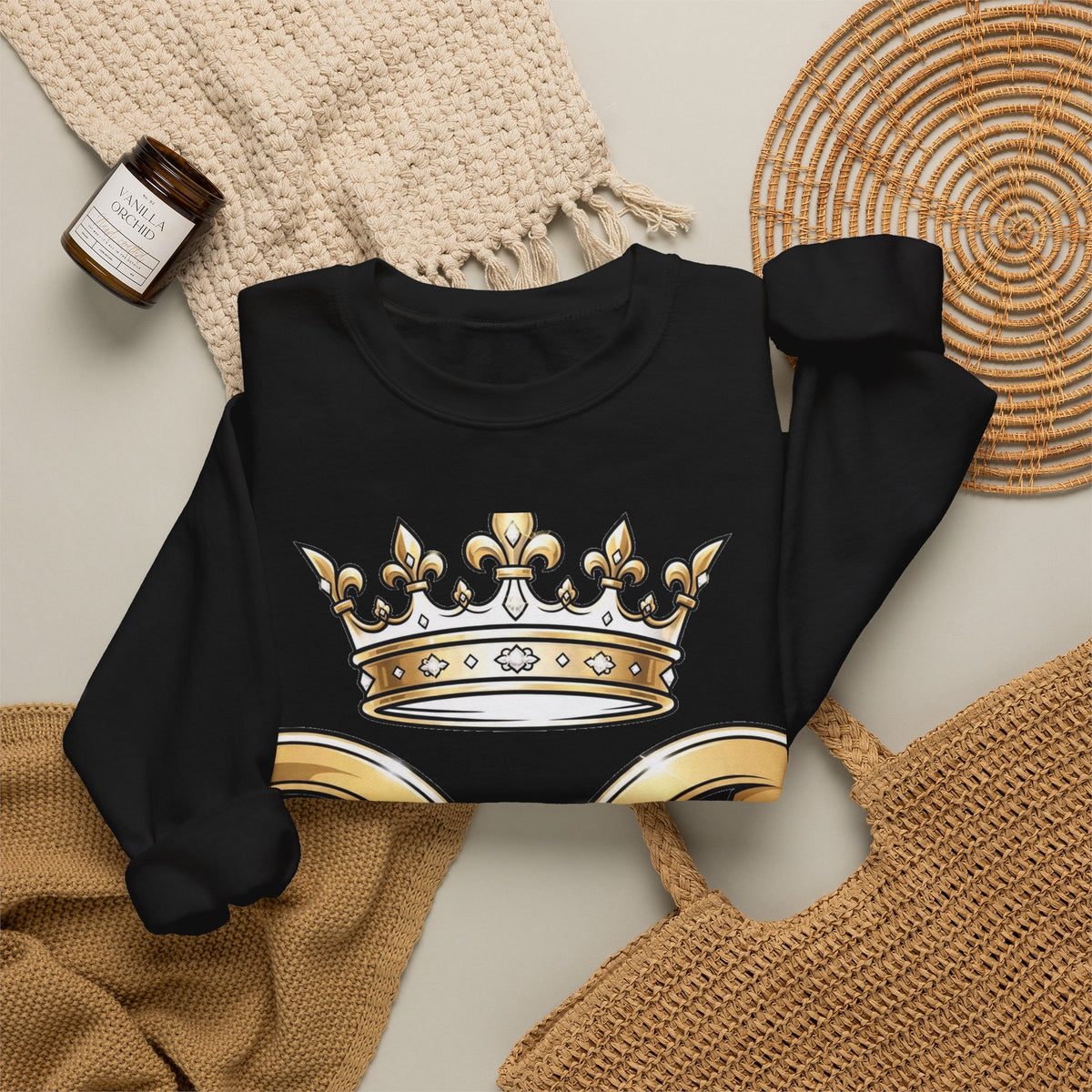 EverAfterWear HERO Crown Logo Refined Women's sweatshirt - product mockup with gold streetwear design - alternate view