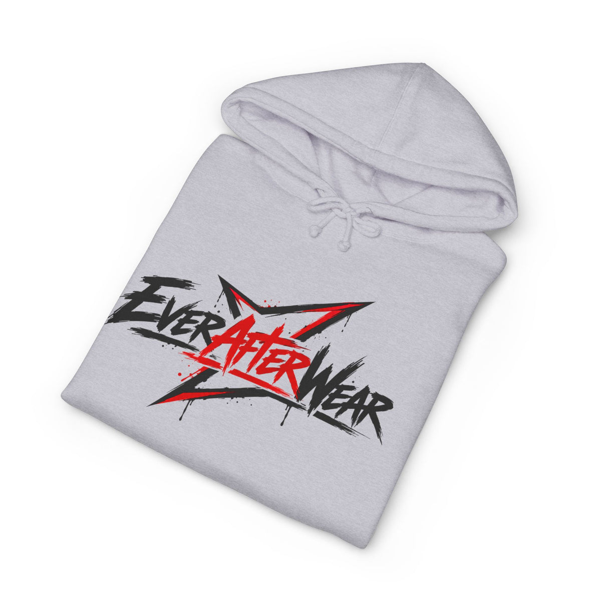 EverAfterWear Distressed Grey Graphic hoodie - product mockup with gold streetwear design - alternate view