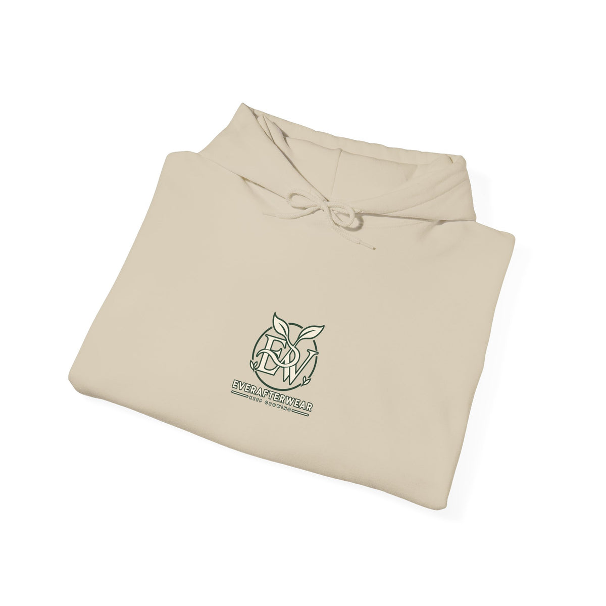 EverAfterWear Signature EW hoodie - product mockup with gold streetwear design - alternate view