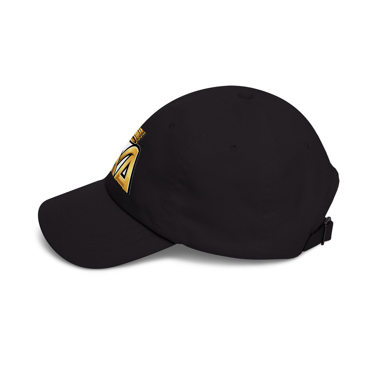 EverAfterWear HERO Crown Logo Men's dad cap - headwear mockup with gold streetwear design - alternate view
