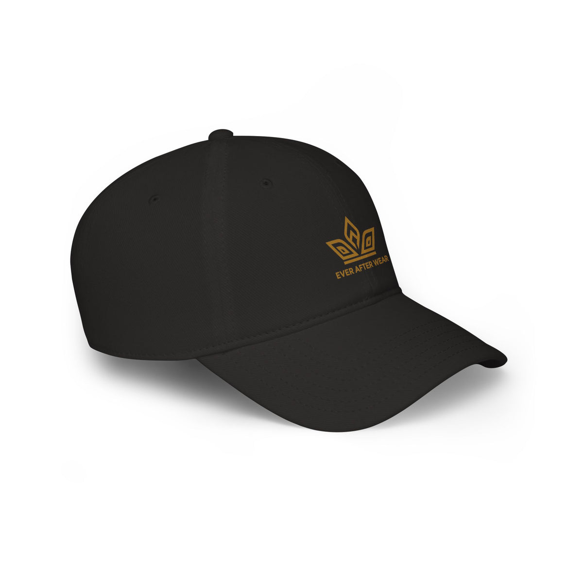 EverAfterWear Gold Crown cap - headwear mockup with gold streetwear design - alternate view