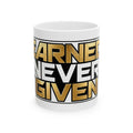 EverAfterWear Earned Never Given mug - ceramic coffee mug mockup with gold streetwear design