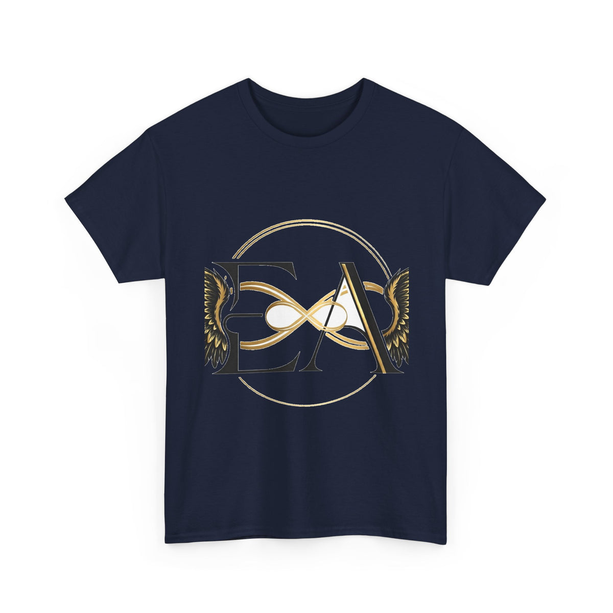 EverAfterWear Angel Wings Infinity tee - product mockup with gold streetwear design - alternate view