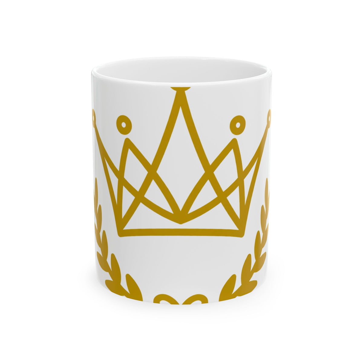 EverAfterWear Petit Crown Men's mug - ceramic coffee mug mockup with gold streetwear design