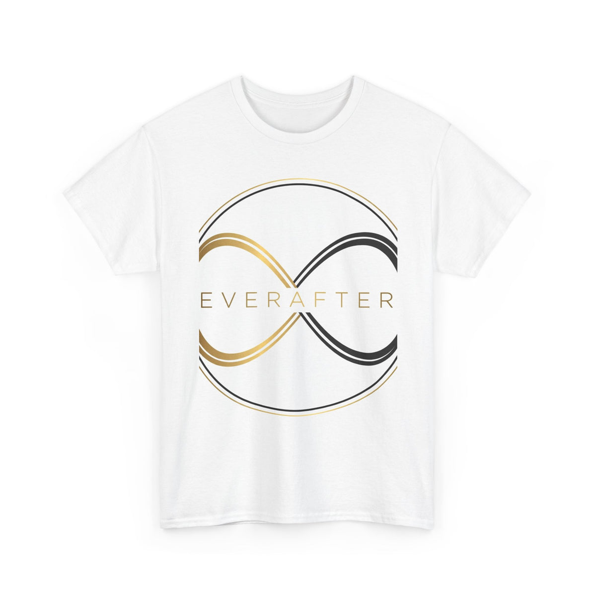EverAfterWear Double Infinity EverAfter tee - product mockup with gold streetwear design