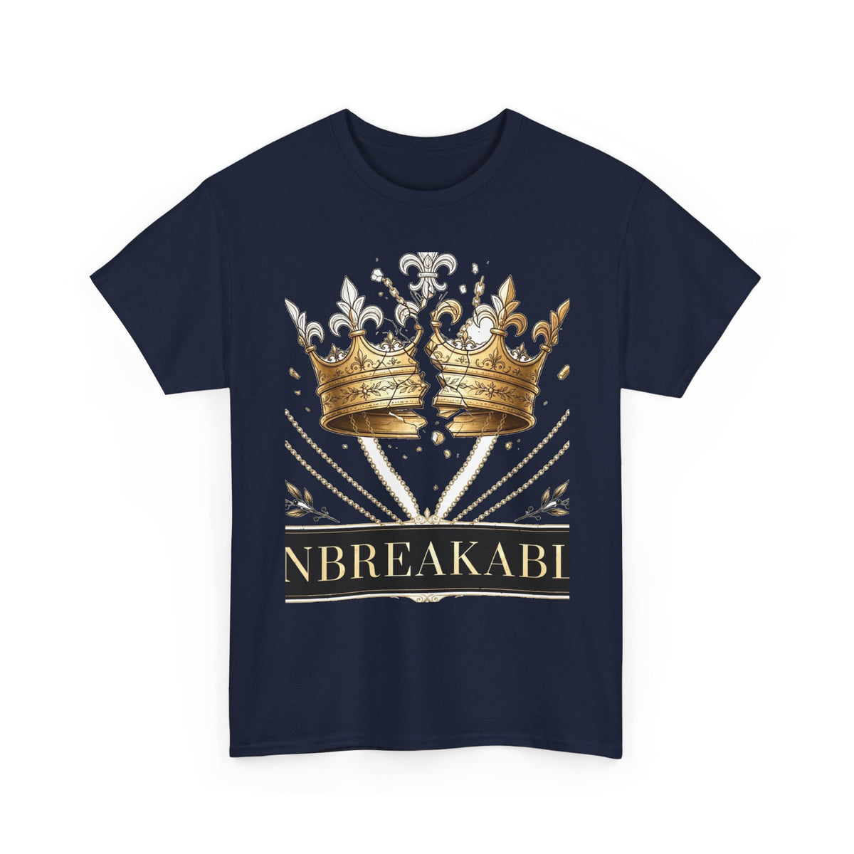 EverAfterWear Unbreakable Crown Women's tee - product mockup with gold streetwear design - alternate view