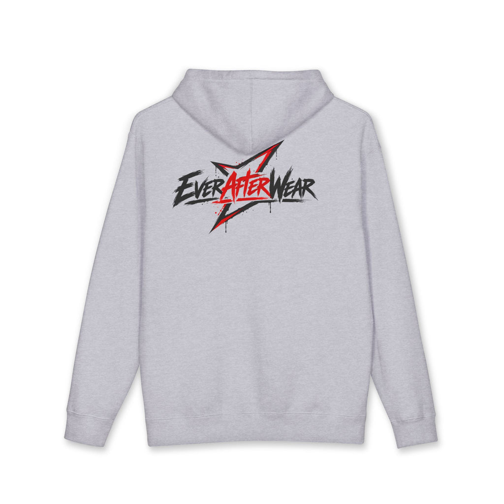 EverAfterWear Distressed Grey Graphic hoodie - product mockup with gold streetwear design - alternate view