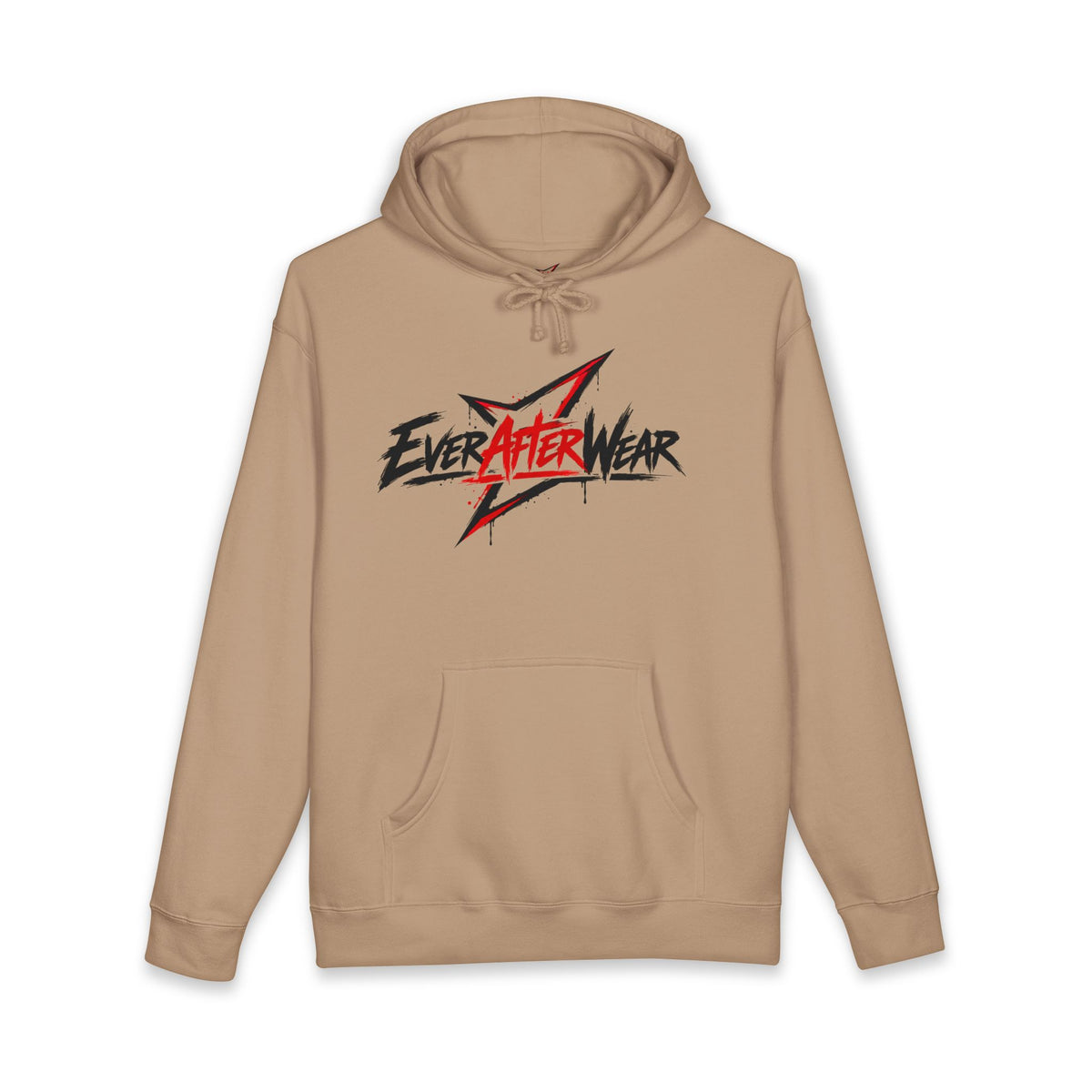 EverAfterWear Distressed Grey Graphic hoodie - product mockup with gold streetwear design - alternate view