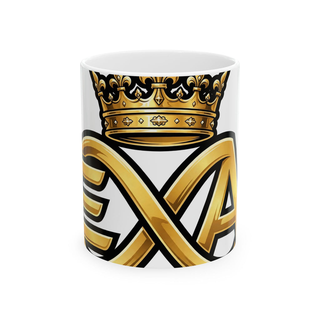 EverAfterWear HERO Crown Logo Men's mug - ceramic coffee mug mockup with gold streetwear design