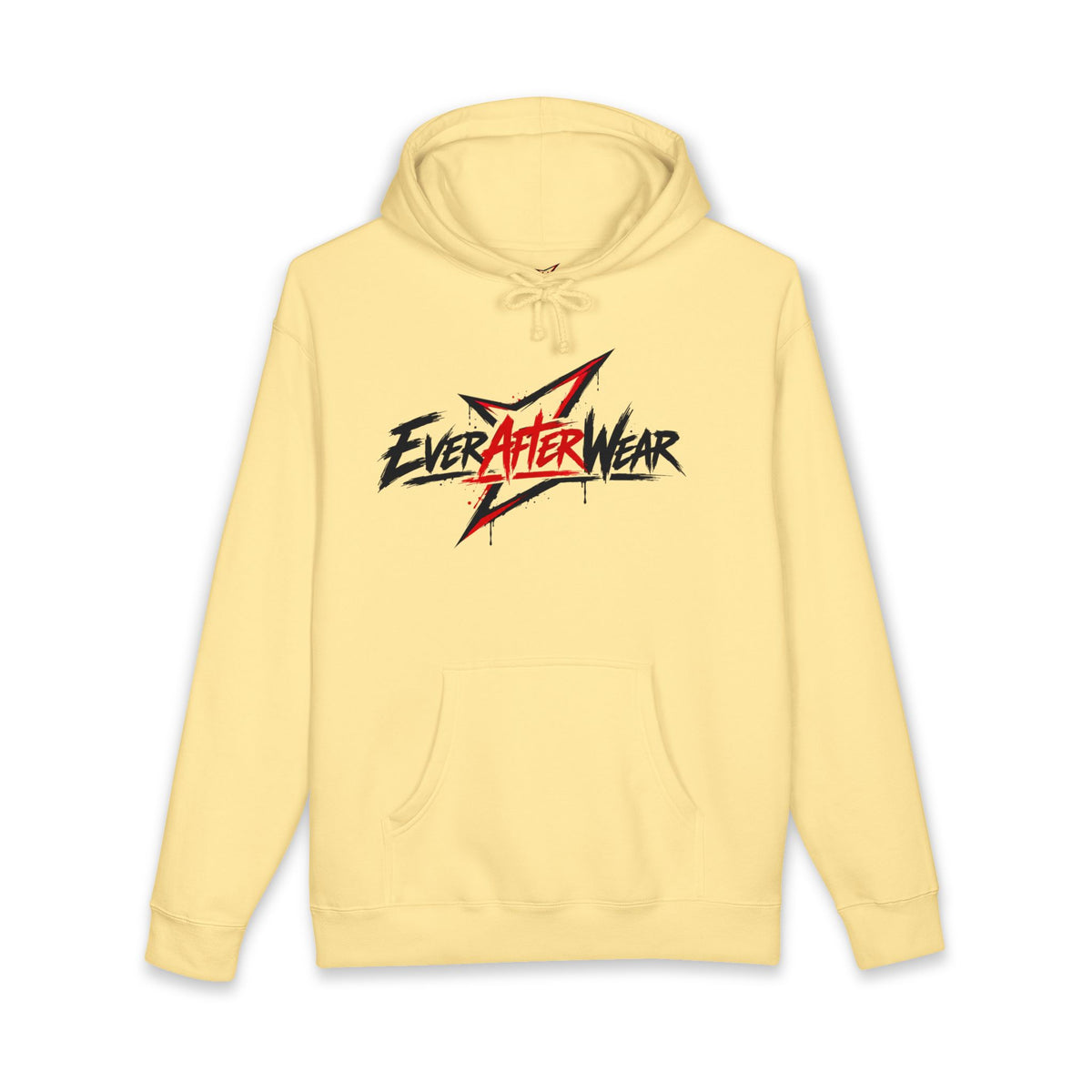 EverAfterWear Distressed Grey Graphic hoodie - product mockup with gold streetwear design - alternate view