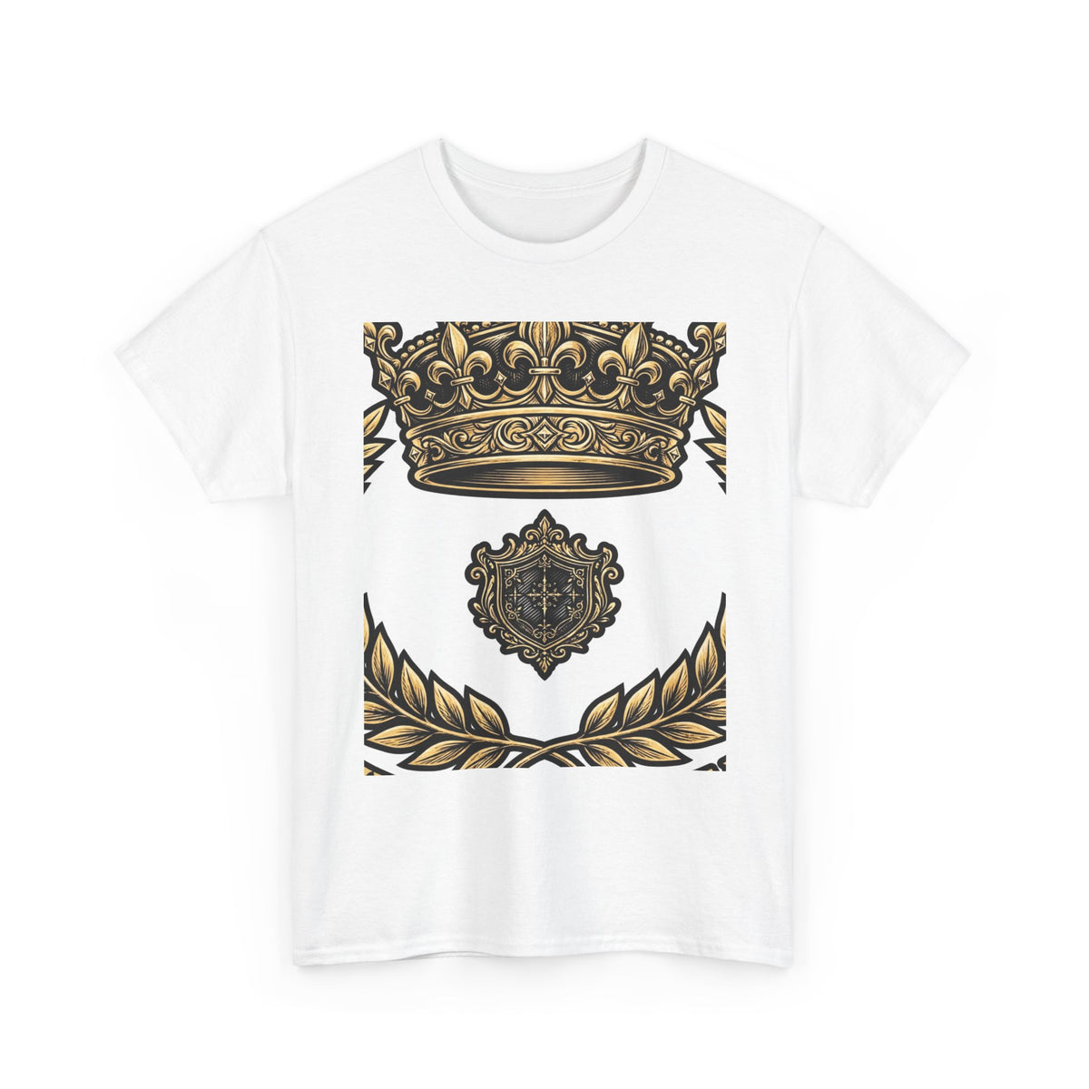 EverAfterWear Gold Crown Laurel Men's tee - product mockup with gold streetwear design