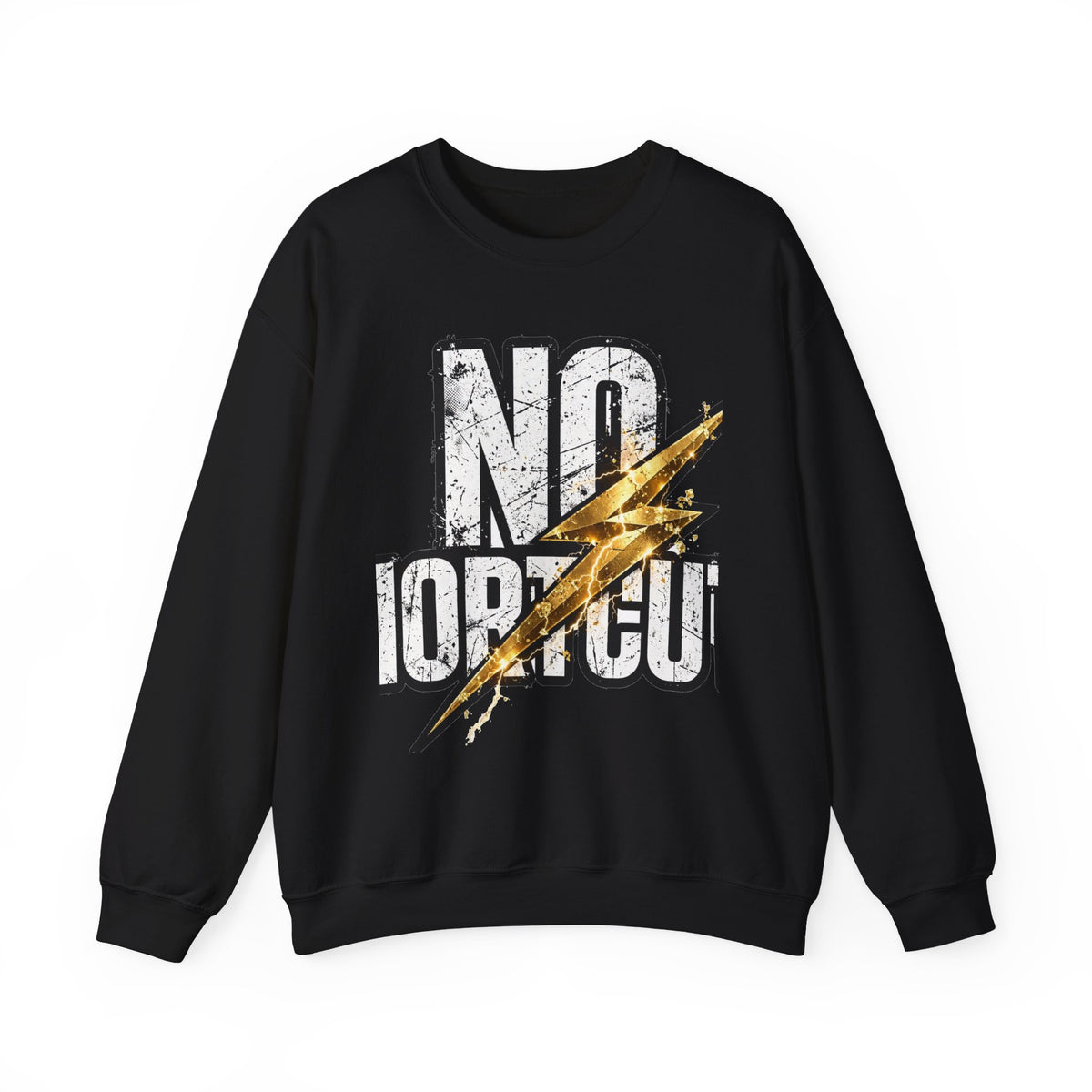 EverAfterWear No Shortcuts sweatshirt - product mockup with gold streetwear design - alternate view