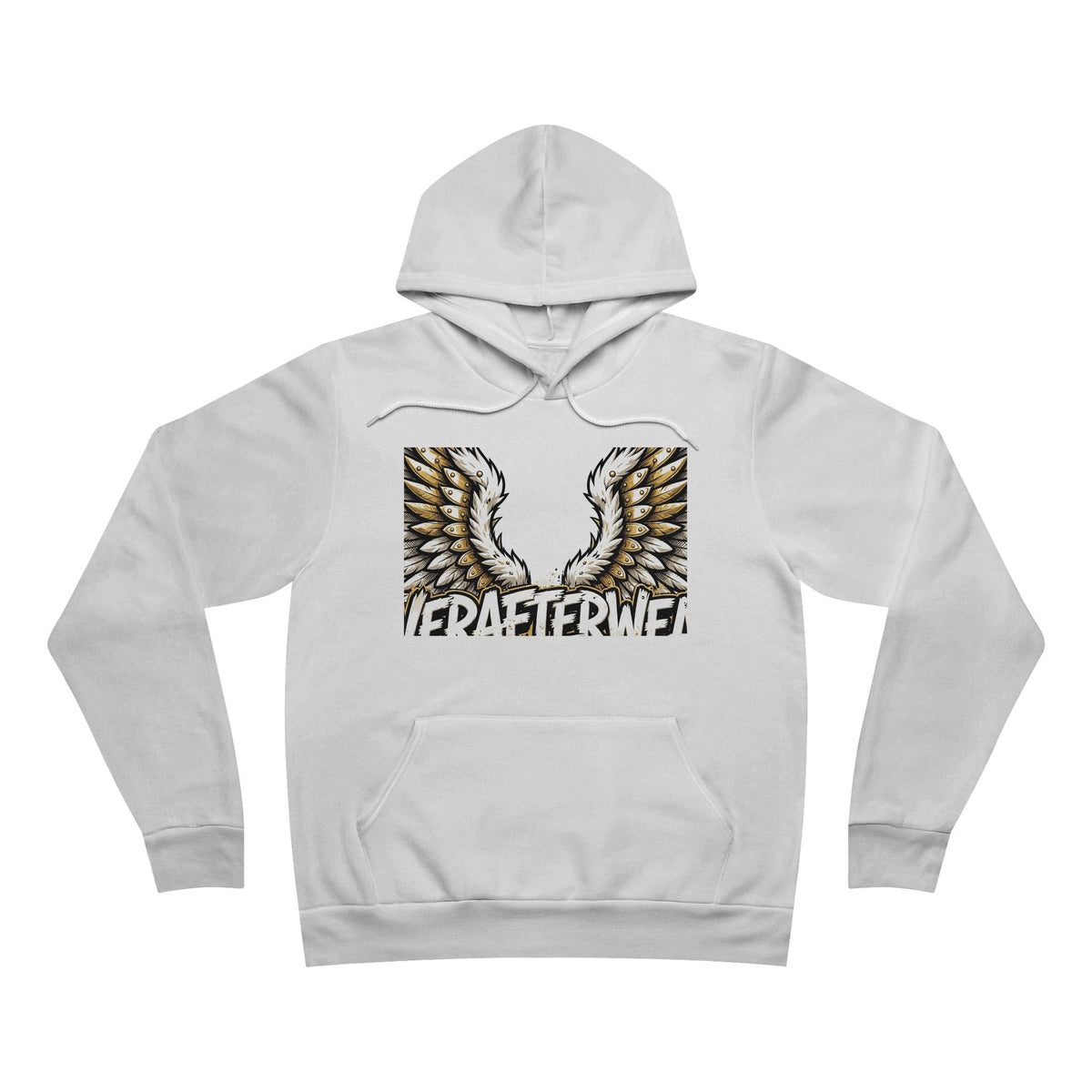 EverAfterWear Angel Wings Graffiti Men's hoodie - product mockup with gold streetwear design