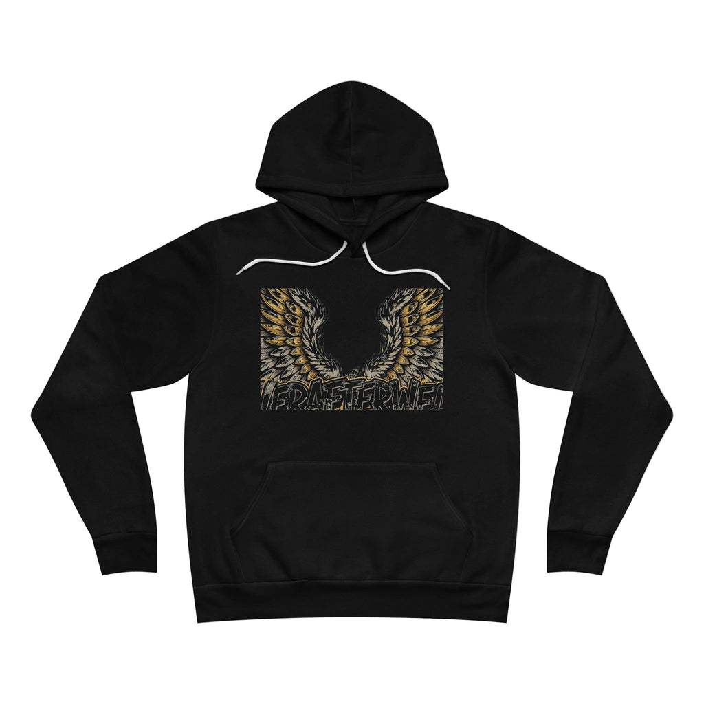 EverAfterWear Angel Wings Graffiti Men's hoodie - product mockup with gold streetwear design - alternate view