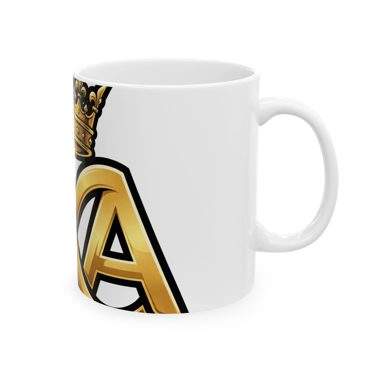 EverAfterWear HERO Crown Logo Men's mug - ceramic coffee mug mockup with gold streetwear design - alternate view