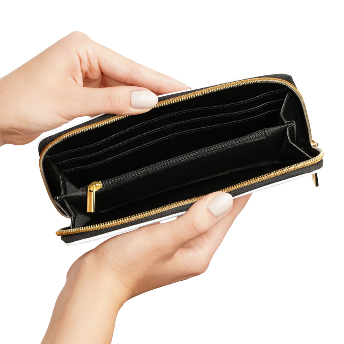 EverAfterWear Gold Moon wallet - product mockup with gold streetwear design - alternate view