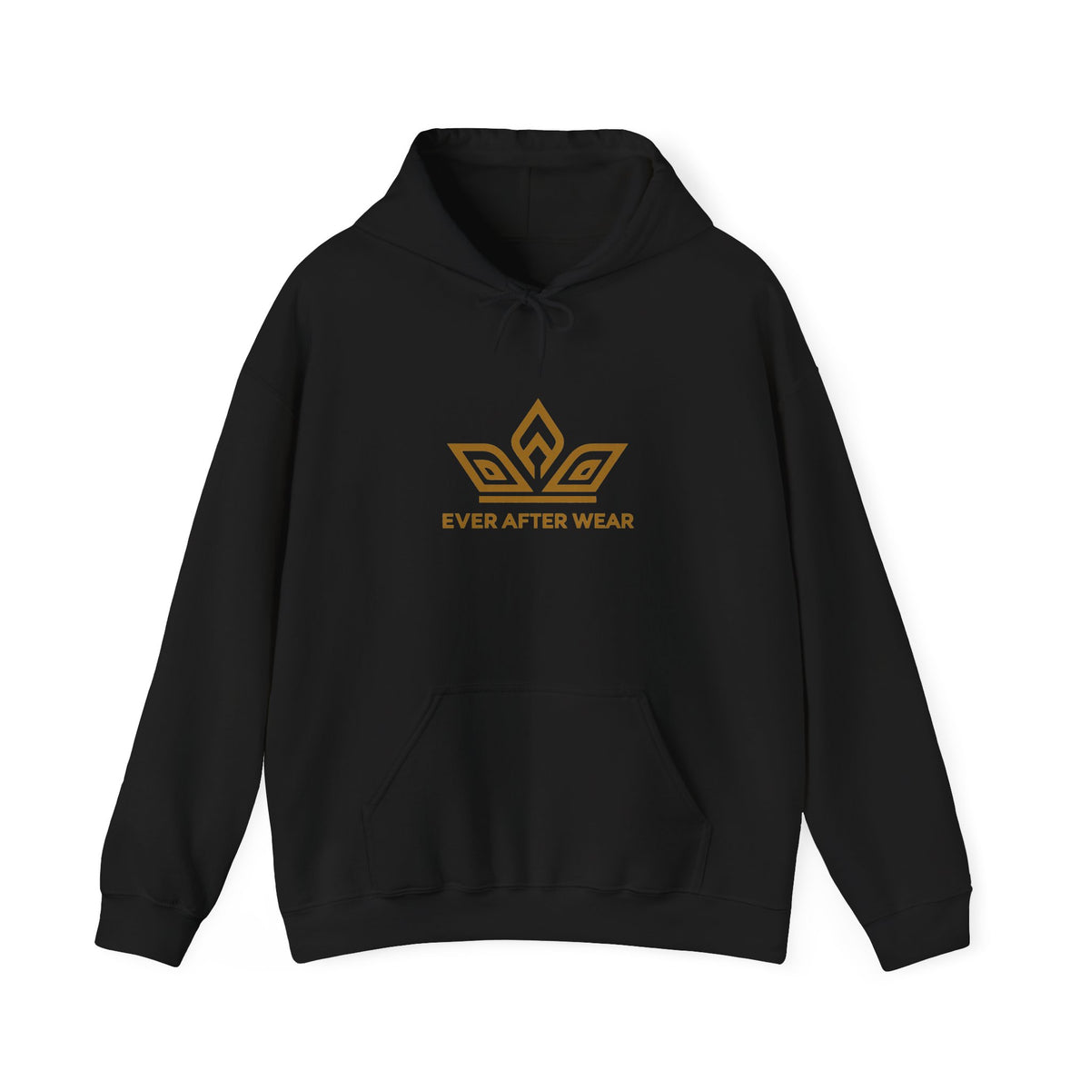EverAfterWear Gold Crown hoodie - product mockup with gold streetwear design