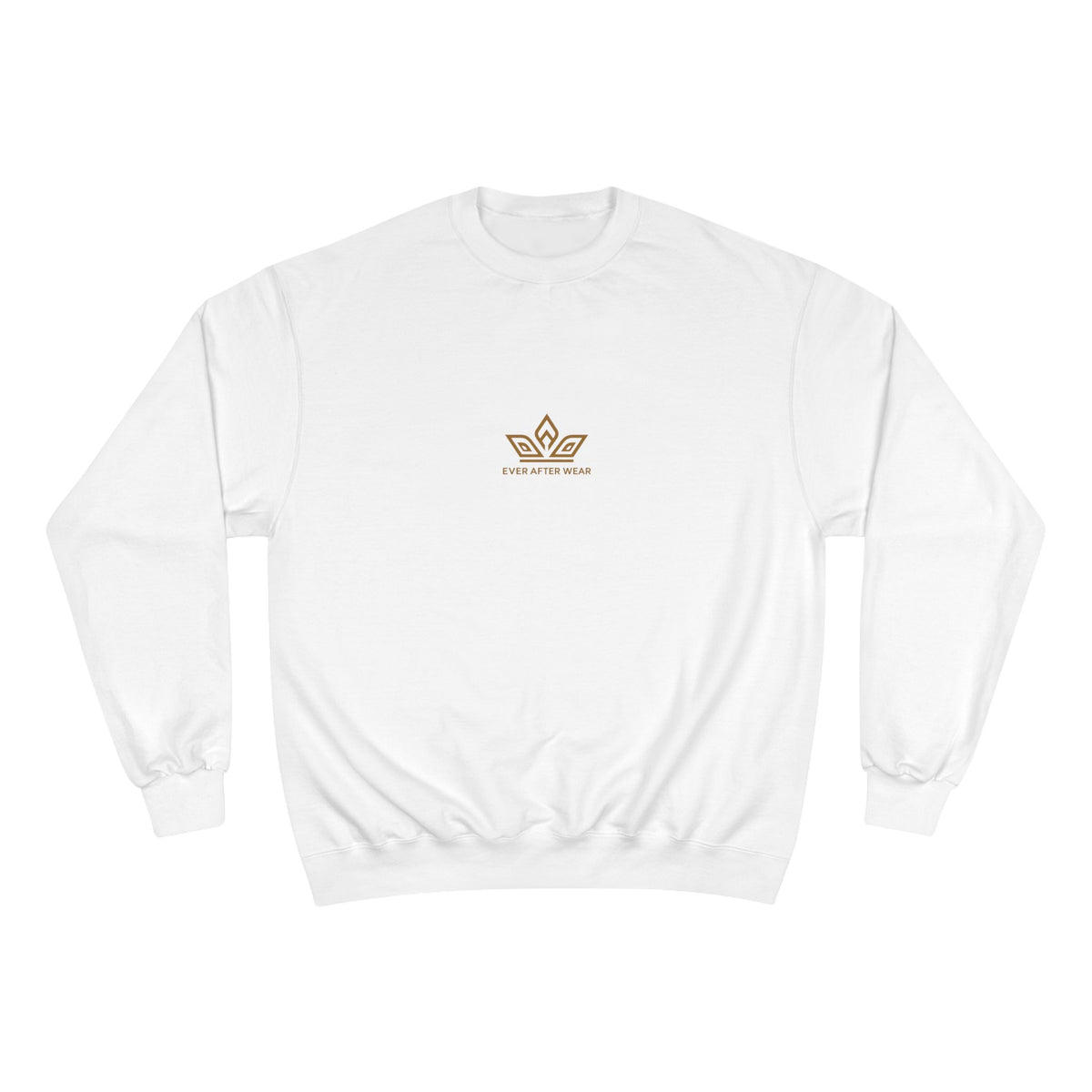 EverAfterWear Gold Crown Champion sweatshirt - product mockup with gold streetwear design
