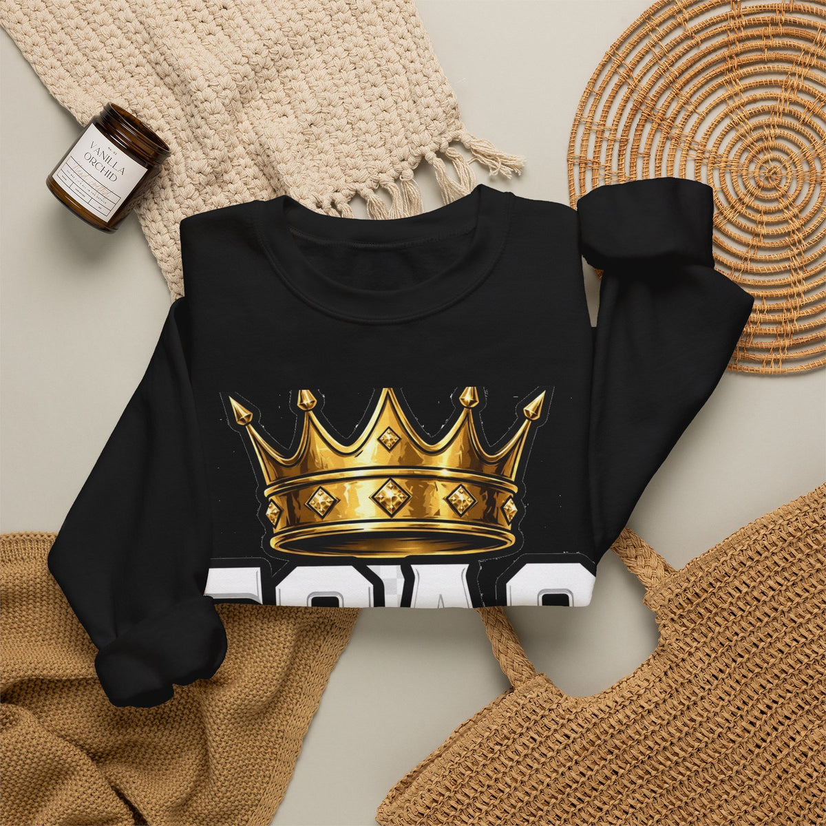 EverAfterWear Legacy Over Likes Men's sweatshirt - product mockup with gold streetwear design - alternate view