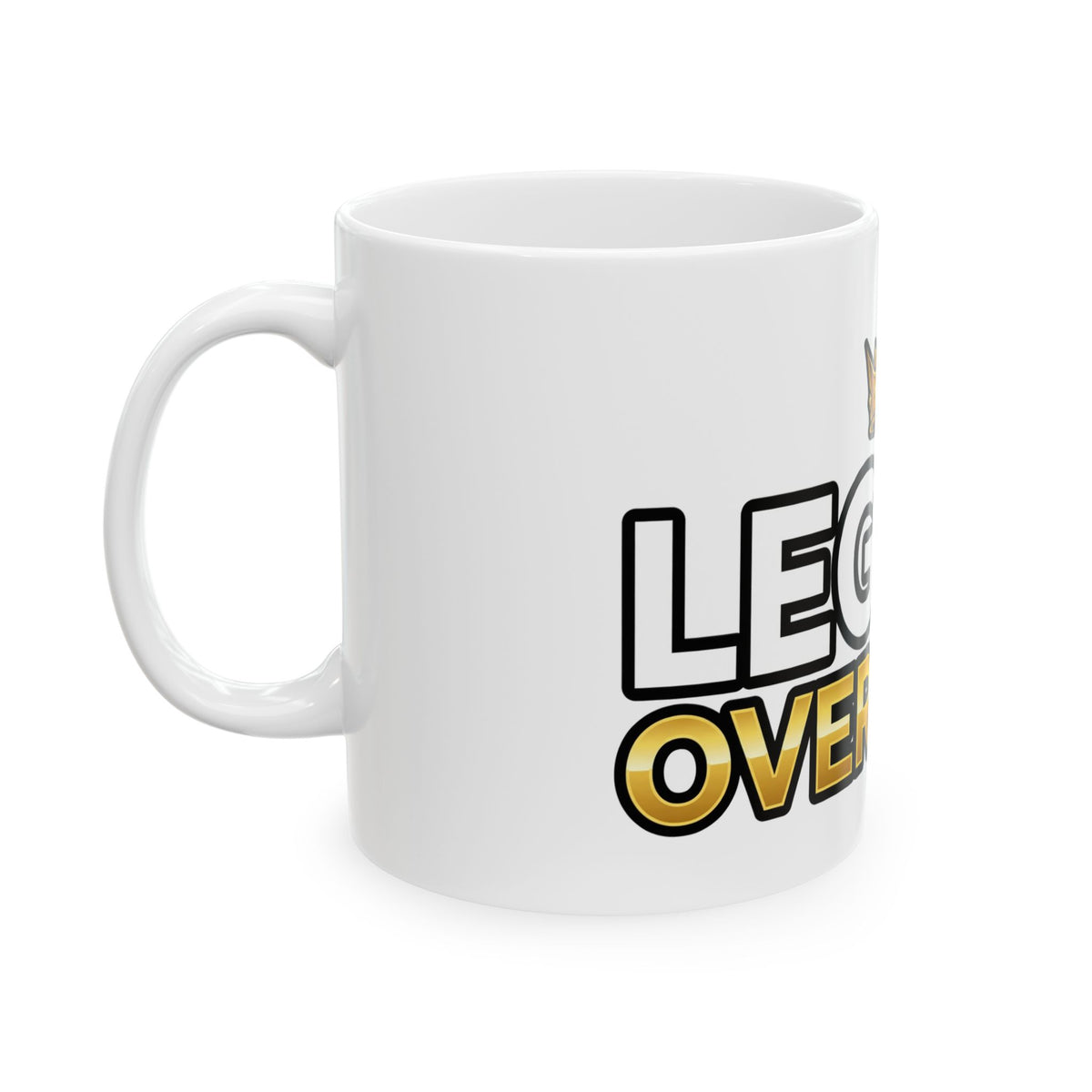 EverAfterWear Legacy Over Likes mug - ceramic coffee mug mockup with gold streetwear design - alternate view
