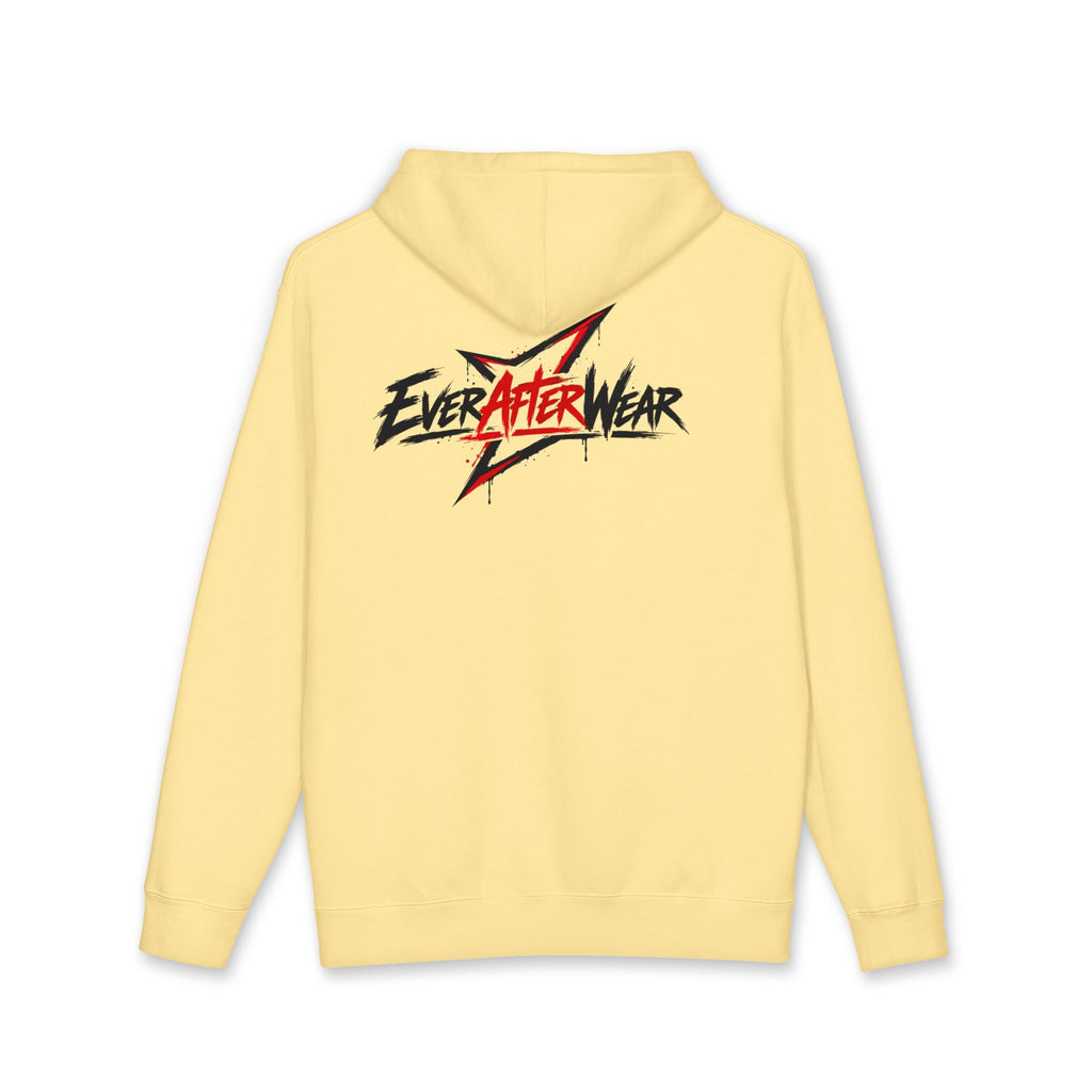 EverAfterWear Distressed Grey Graphic hoodie - product mockup with gold streetwear design - alternate view