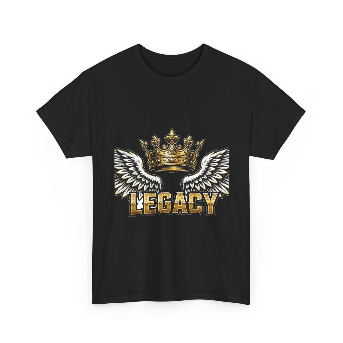 EverAfterWear Legacy Wings Crown tee - product mockup with gold streetwear design - alternate view