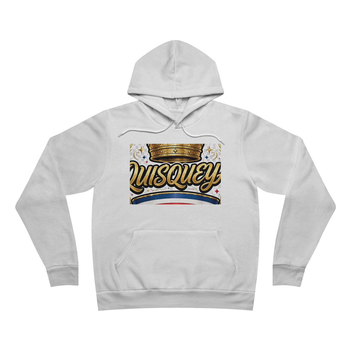 EverAfterWear Quisqueya Script Crown Men's hoodie - product mockup with gold streetwear design