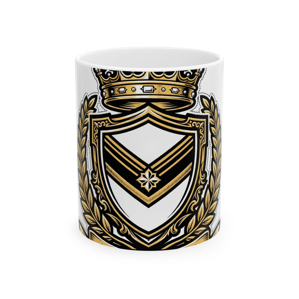 EverAfterWear Royal Crest MMXXVI mug - ceramic coffee mug mockup with gold streetwear design