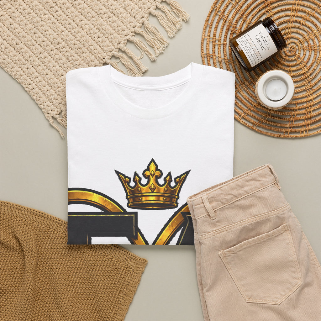 EverAfterWear Crowned Infinity EA Men's tee - product mockup with gold streetwear design - alternate view