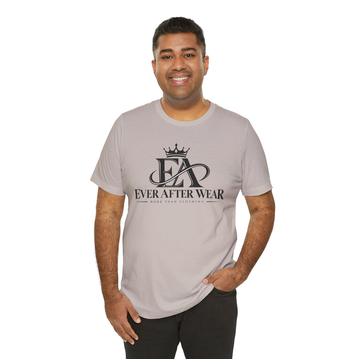 EverAfterWear Logo tee - product mockup with gold streetwear design - alternate view
