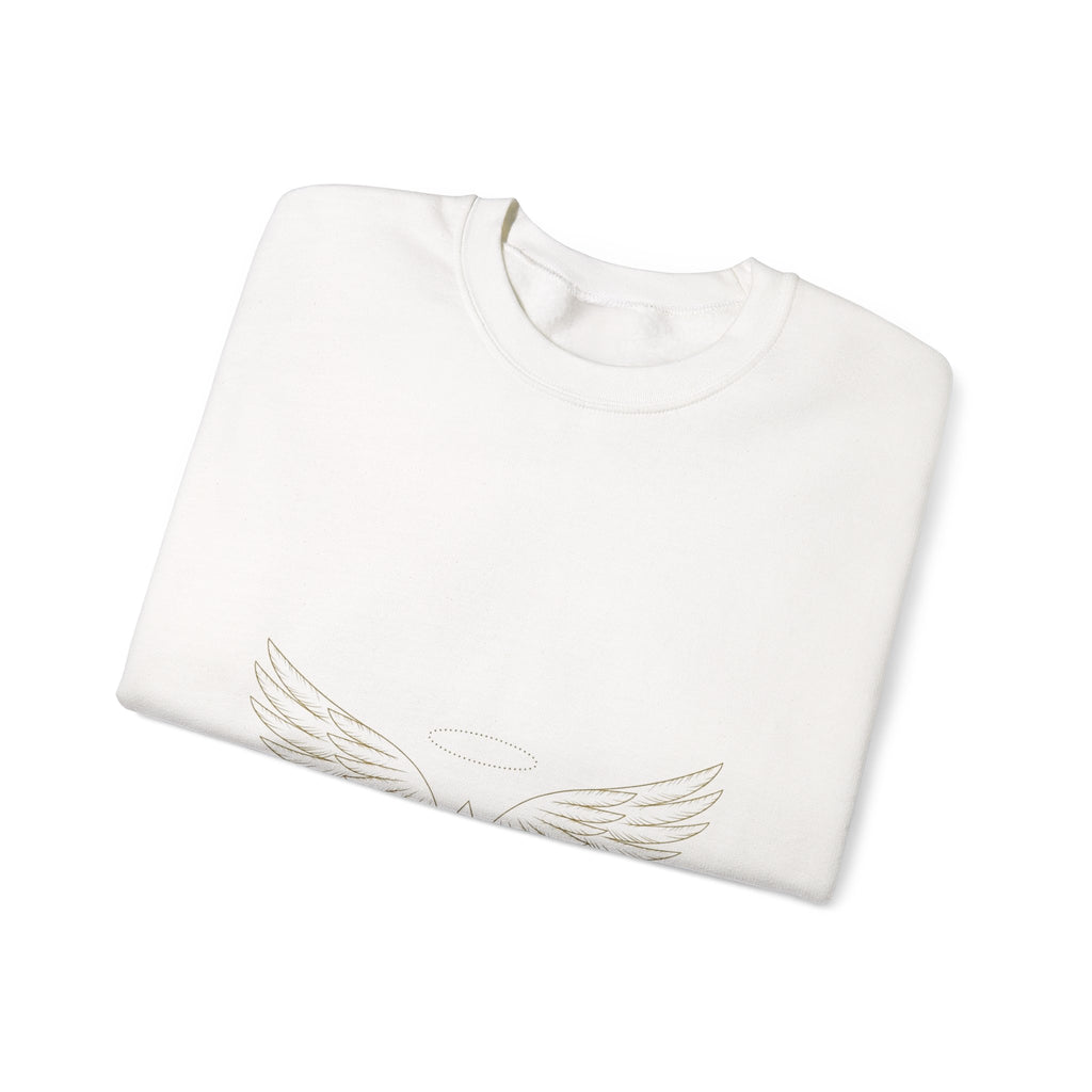 EverAfterWear Wing Outline Women's sweatshirt - product mockup with gold streetwear design - alternate view